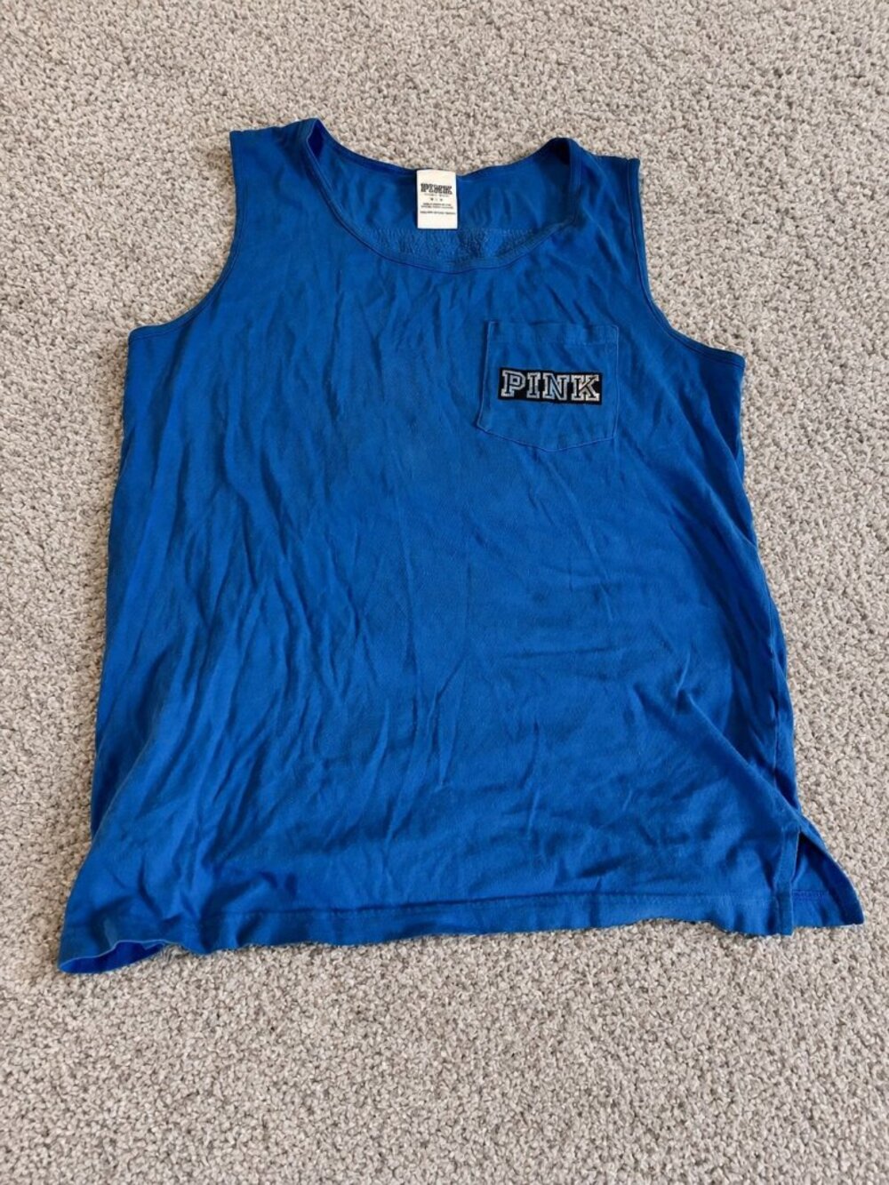 Vintage PINK Victoria’s Secret Blue Sequin “PINK” Tank Top S/P